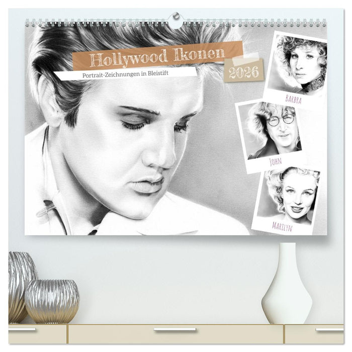 Hollywood Ikonen in Bleistift (CALVENDO Premium Wandkalender 2026)
