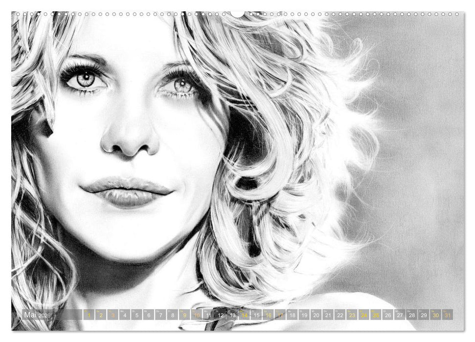 Hollywood Ikonen in Bleistift (CALVENDO Premium Wandkalender 2026)