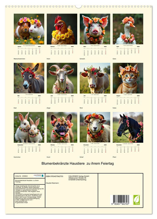 Blumenbekränzte Haustiere zu ihrem Feiertag (CALVENDO Premium Wandkalender 2026)