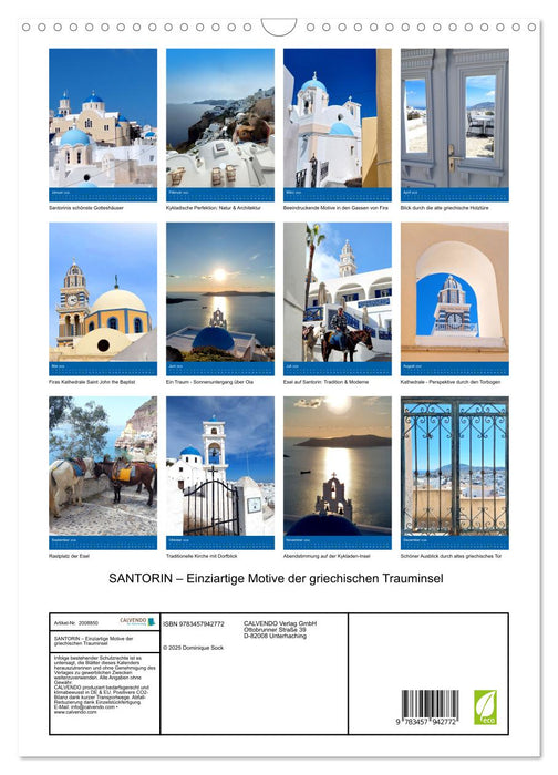 SANTORIN – Einziartige Motive der griechischen Trauminsel (CALVENDO Wandkalender 2026)