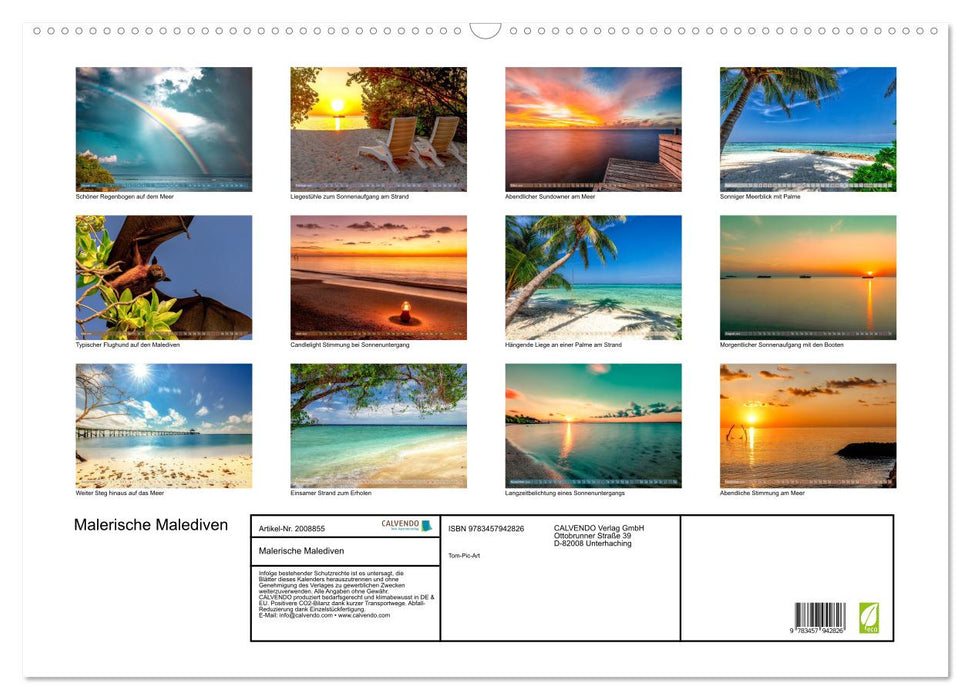 Malerische Malediven (CALVENDO Wandkalender 2026)