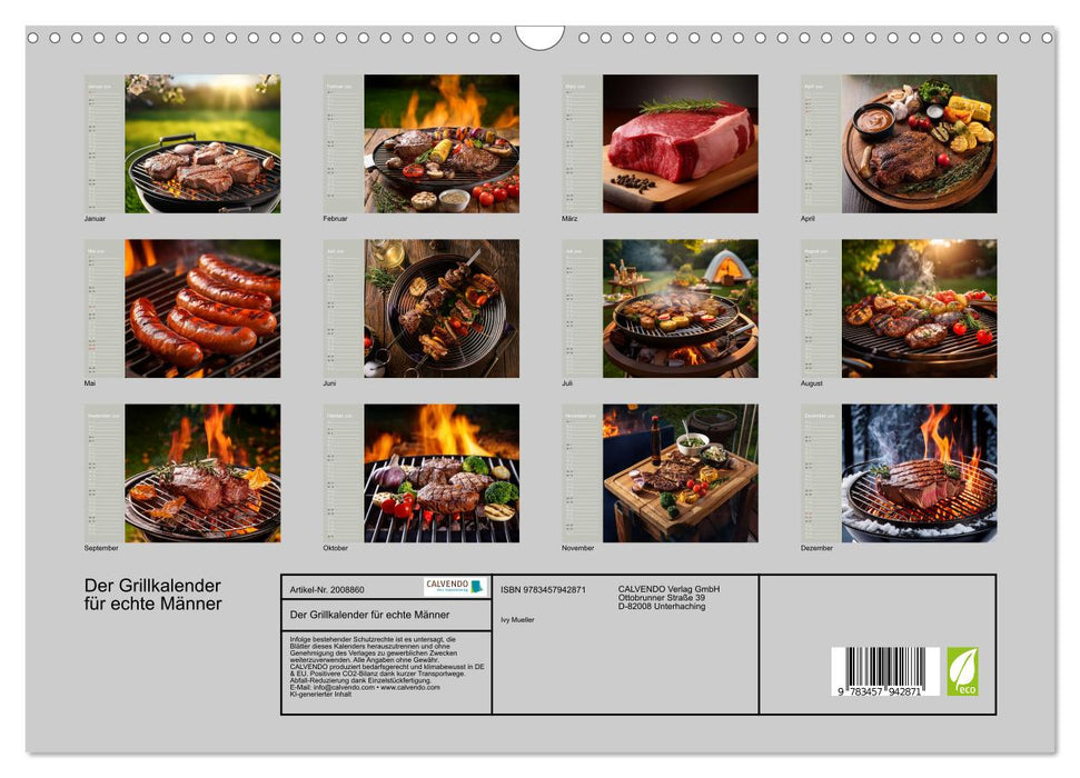 Der Grillkalender für echte Männer (CALVENDO Wandkalender 2026)