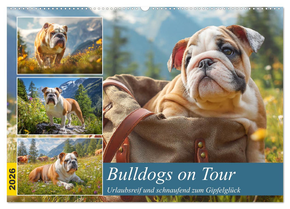 Bulldogs on Tour. Urlaubsreif und schnaufend zum Gipfelglück (CALVENDO Wandkalender 2026)