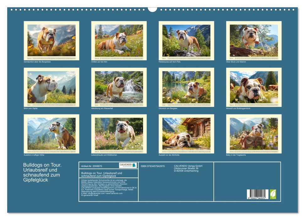 Bulldogs on Tour. Urlaubsreif und schnaufend zum Gipfelglück (CALVENDO Wandkalender 2026)