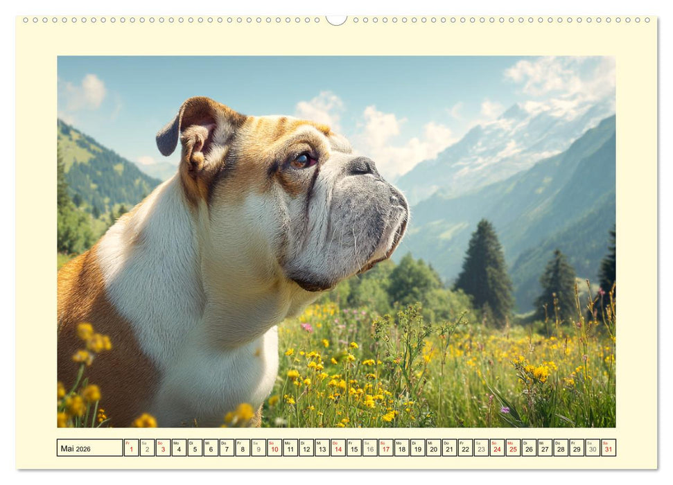 Bulldogs on Tour. Urlaubsreif und schnaufend zum Gipfelglück (CALVENDO Premium Wandkalender 2026)