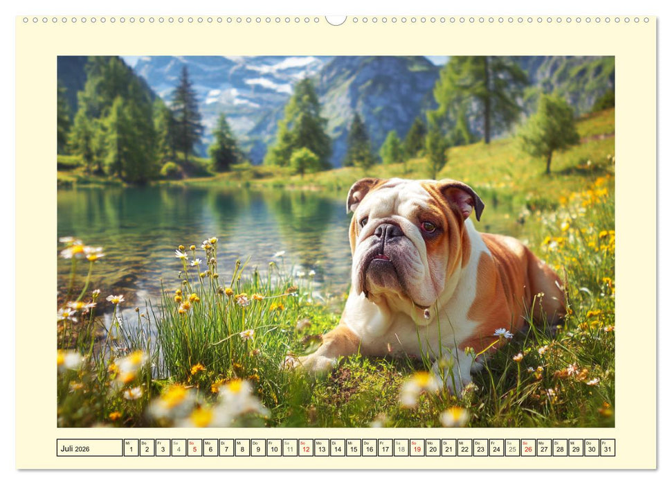 Bulldogs on Tour. Urlaubsreif und schnaufend zum Gipfelglück (CALVENDO Premium Wandkalender 2026)