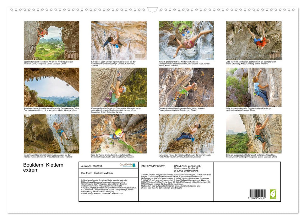 Bouldern: Klettern extrem (CALVENDO Wandkalender 2026)