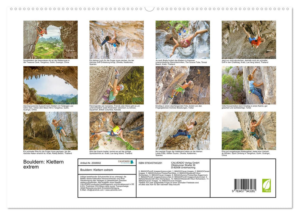 Bouldern: Klettern extrem (CALVENDO Premium Wandkalender 2026)