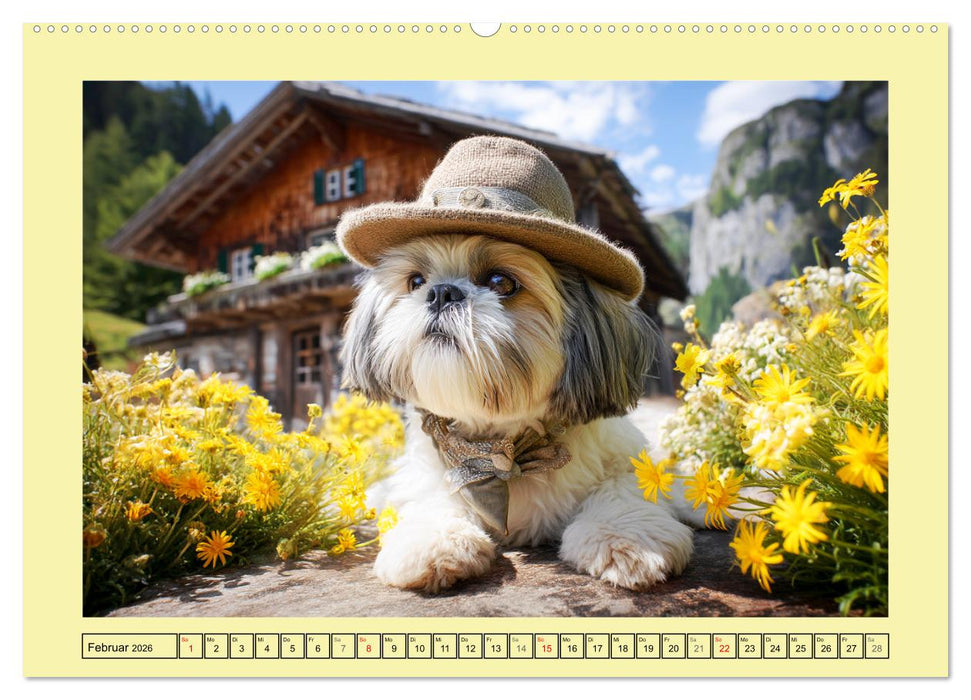 Shih Tzu Glück. Zauberhafte Hunde im alpinen Wanderglück (CALVENDO Premium Wandkalender 2026)