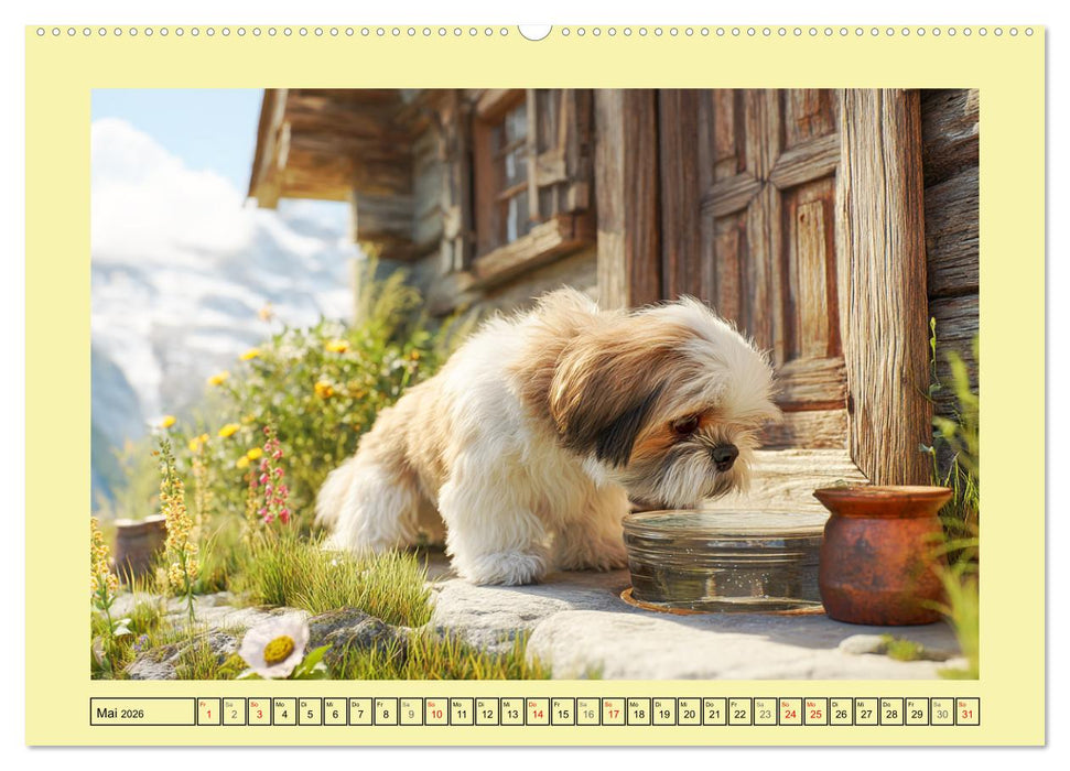 Shih Tzu Glück. Zauberhafte Hunde im alpinen Wanderglück (CALVENDO Premium Wandkalender 2026)