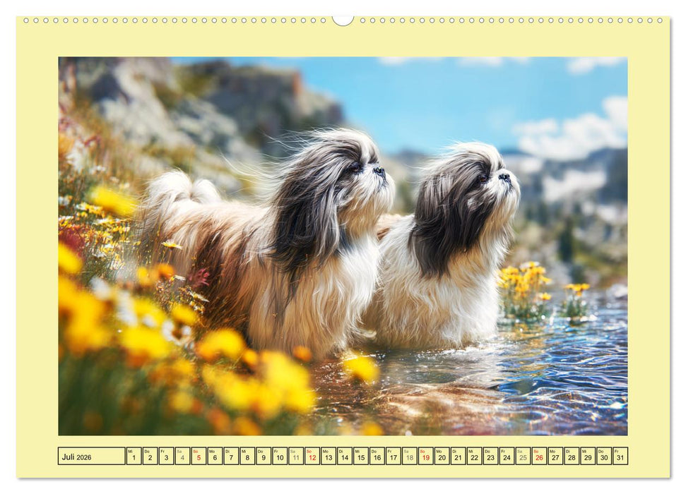 Shih Tzu Glück. Zauberhafte Hunde im alpinen Wanderglück (CALVENDO Premium Wandkalender 2026)