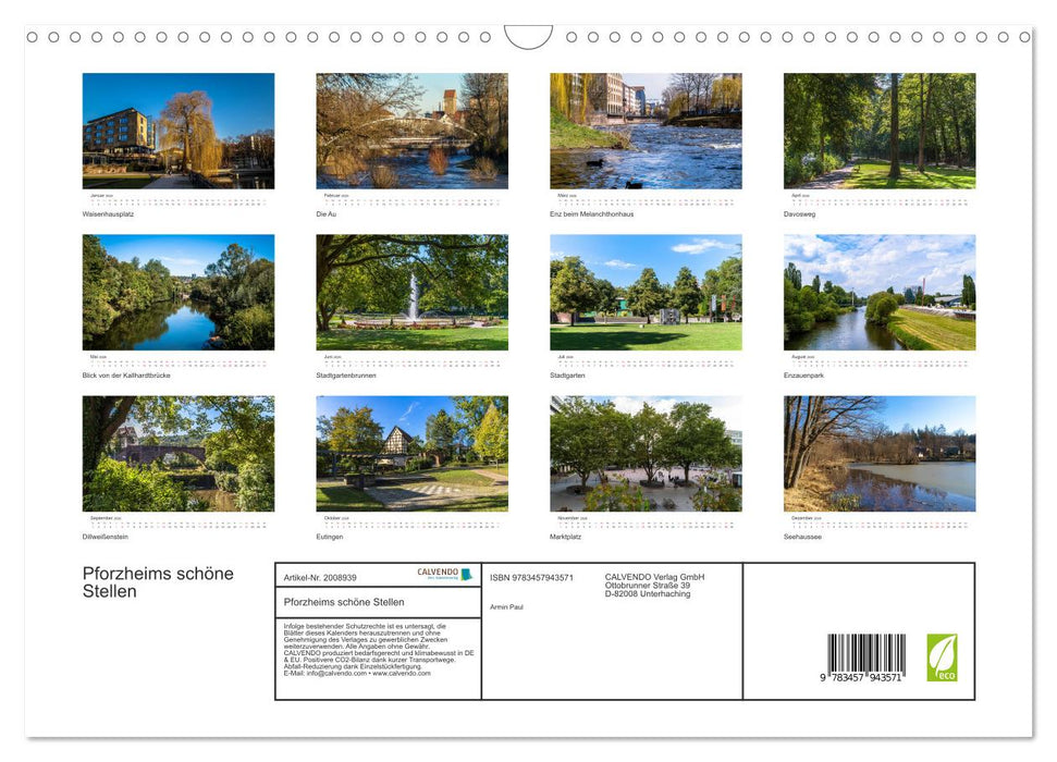 Pforzheims schöne Stellen (CALVENDO Wandkalender 2026)