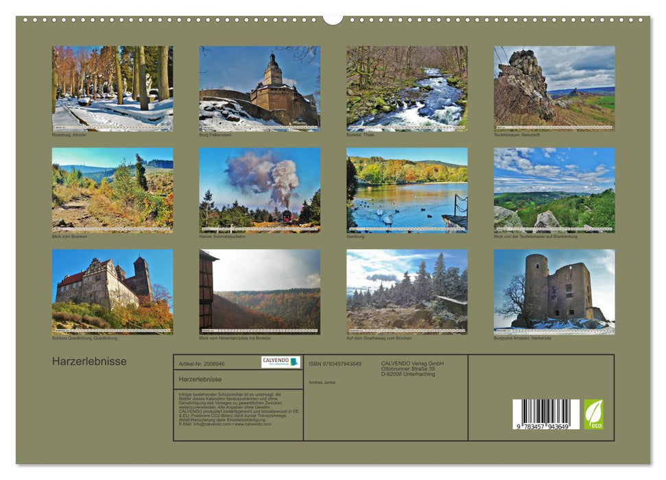 Harzerlebnisse (CALVENDO Premium Wandkalender 2026)