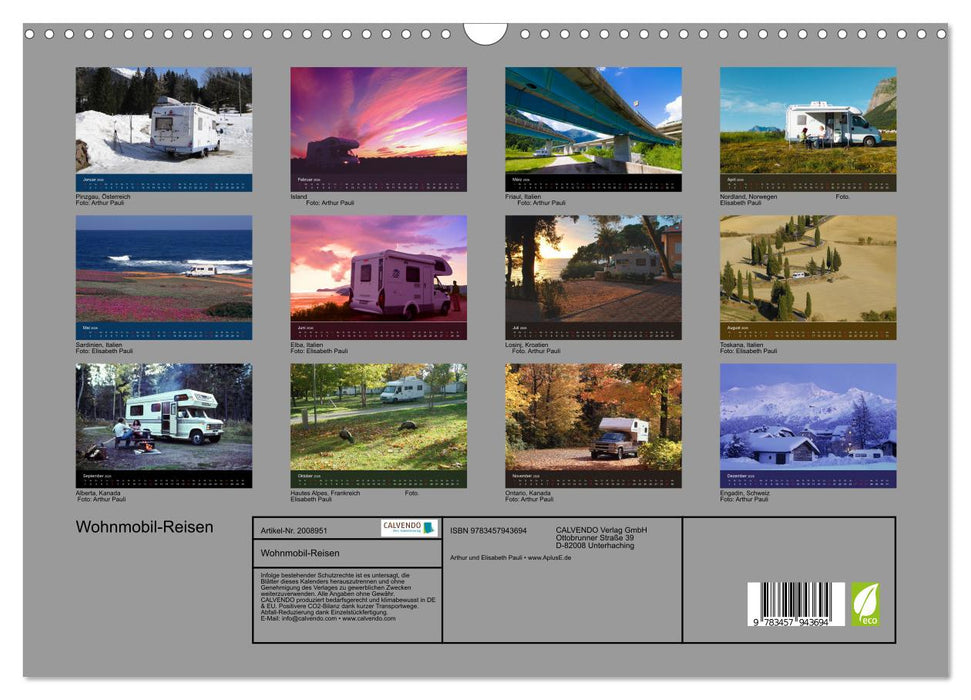 Wohnmobil-Reisen (CALVENDO Wandkalender 2026)