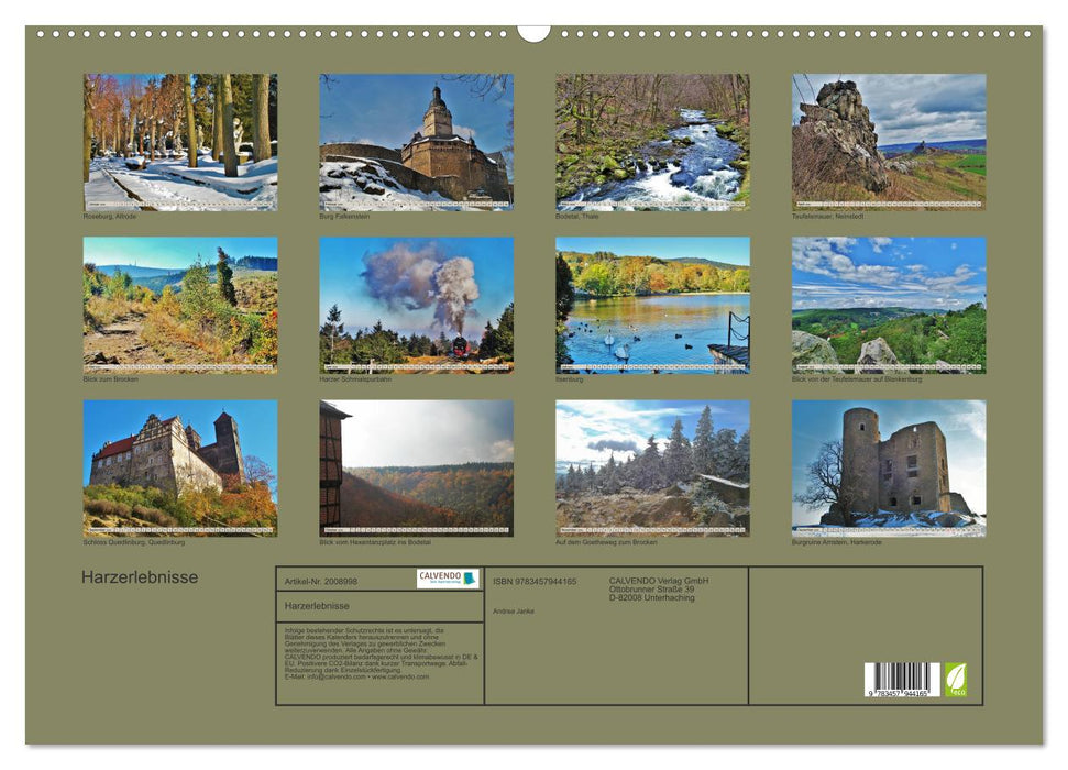 Harzerlebnisse (CALVENDO Wandkalender 2026)