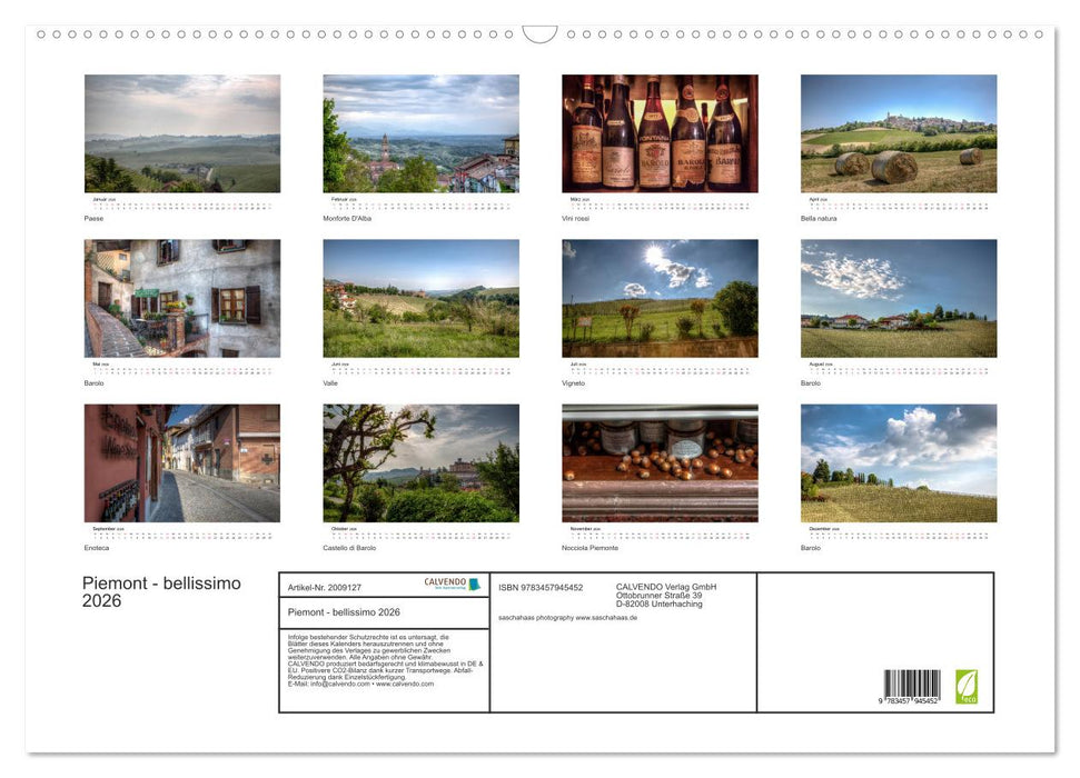 Piemont - bellissimo 2026 (CALVENDO Wandkalender 2026)