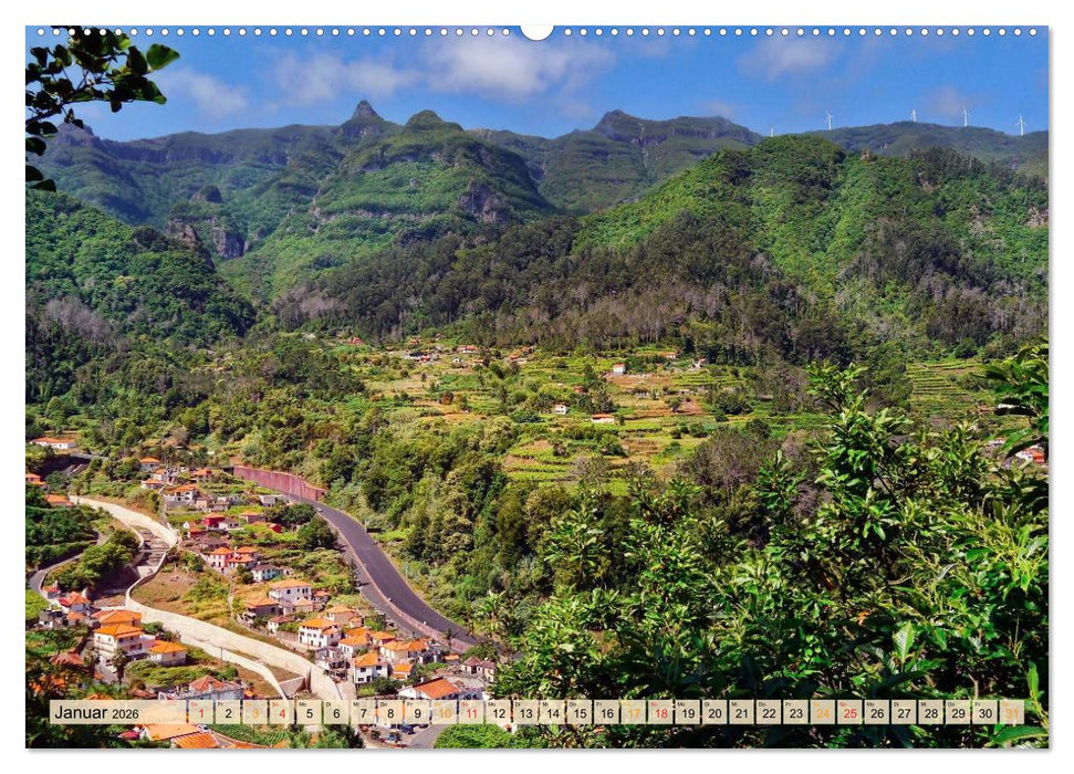 Madeira - blaues Wasser, grüne Berge, bunte Blumen (CALVENDO Wandkalender 2026)