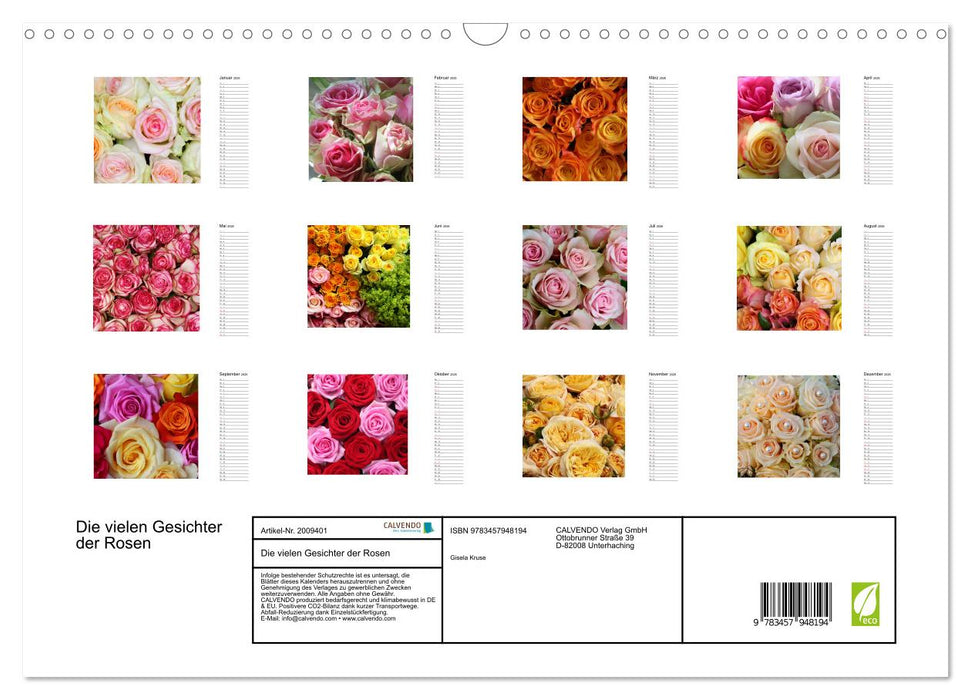 Die vielen Gesichter der Rosen (CALVENDO Wandkalender 2026)
