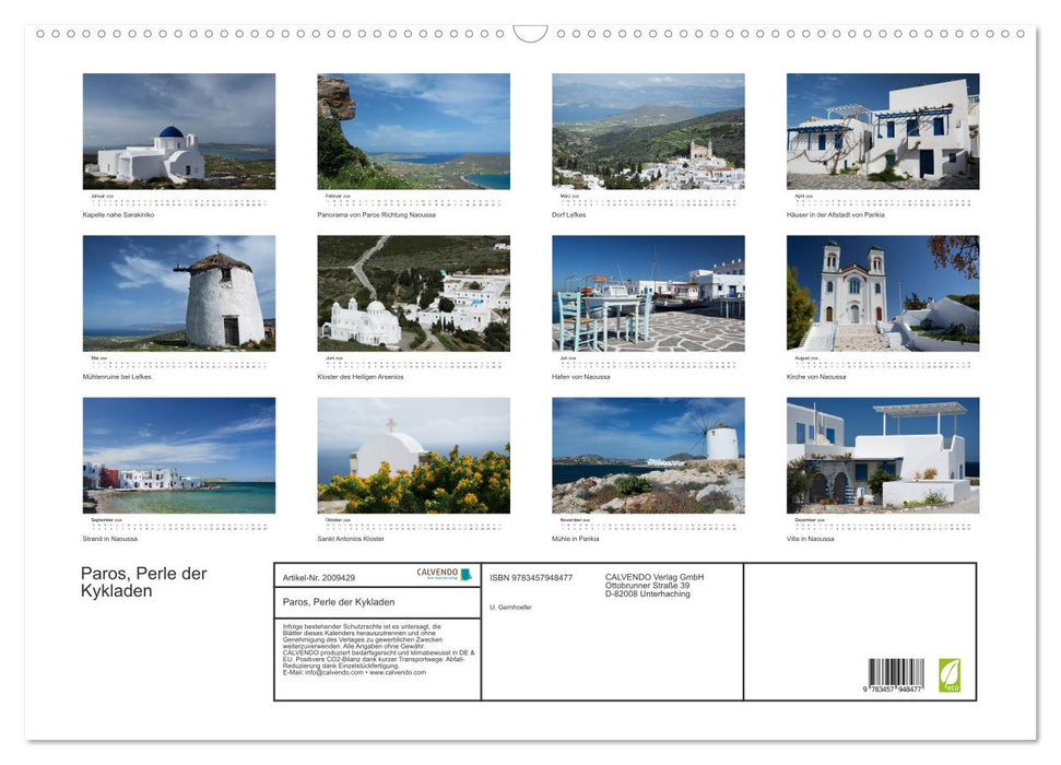 Paros, Perle der Kykladen (CALVENDO Wandkalender 2026)