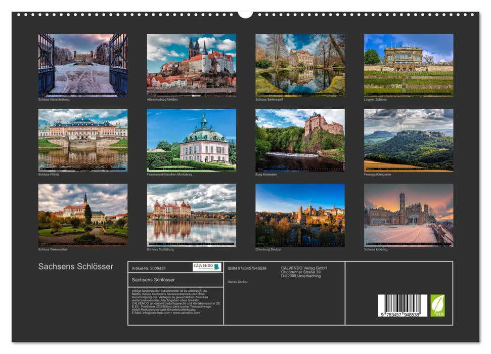 Sachsens Schlösser (CALVENDO Premium Wandkalender 2026)