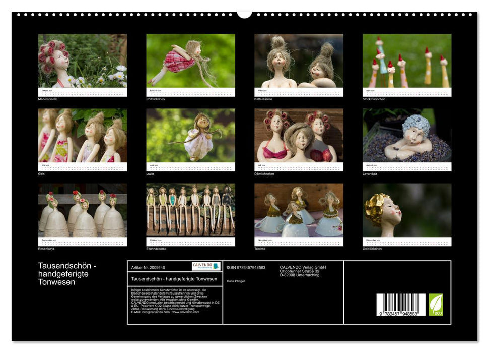 Tausendschön - handgeferigte Tonwesen (CALVENDO Premium Wandkalender 2026)