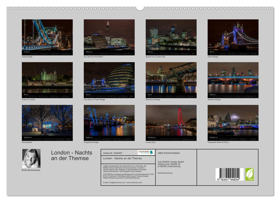 London - Nachts an der Themse (CALVENDO Premium Wandkalender 2026)