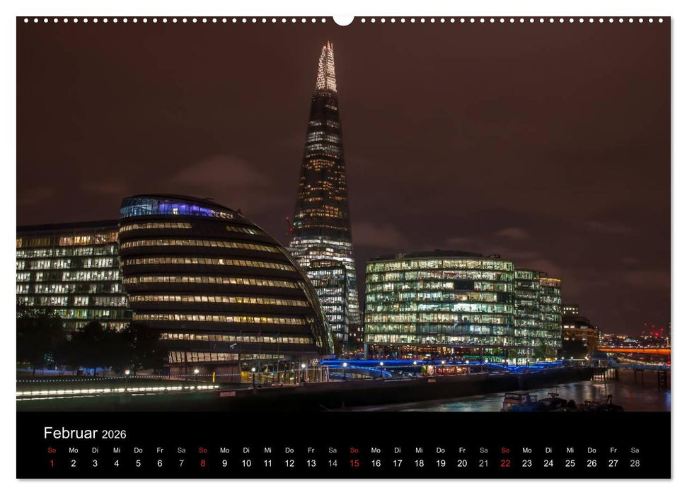 London - Nachts an der Themse (CALVENDO Premium Wandkalender 2026)