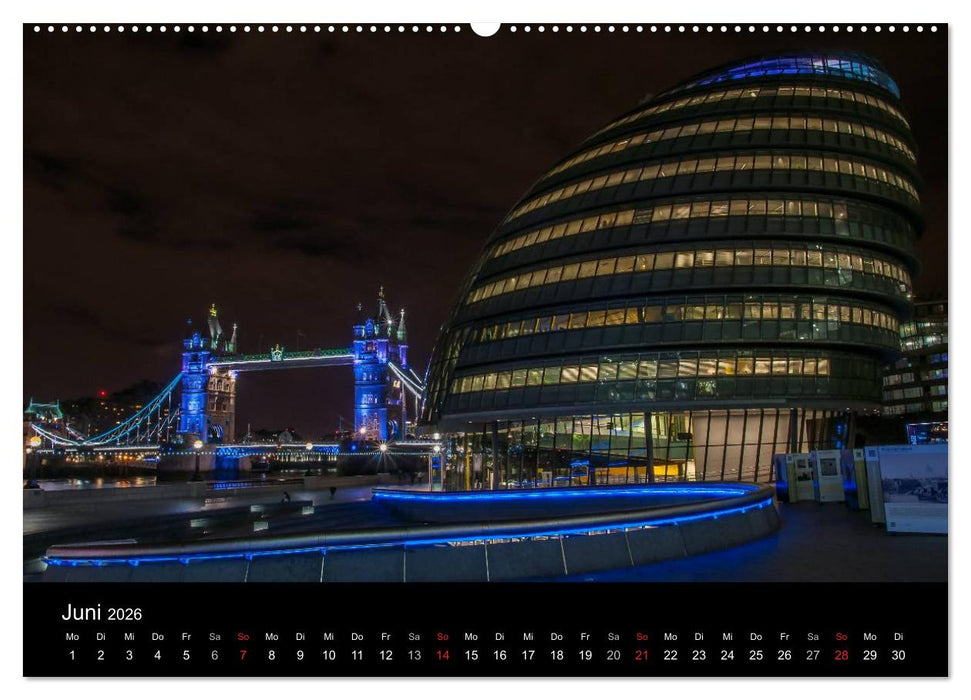 London - Nachts an der Themse (CALVENDO Premium Wandkalender 2026)