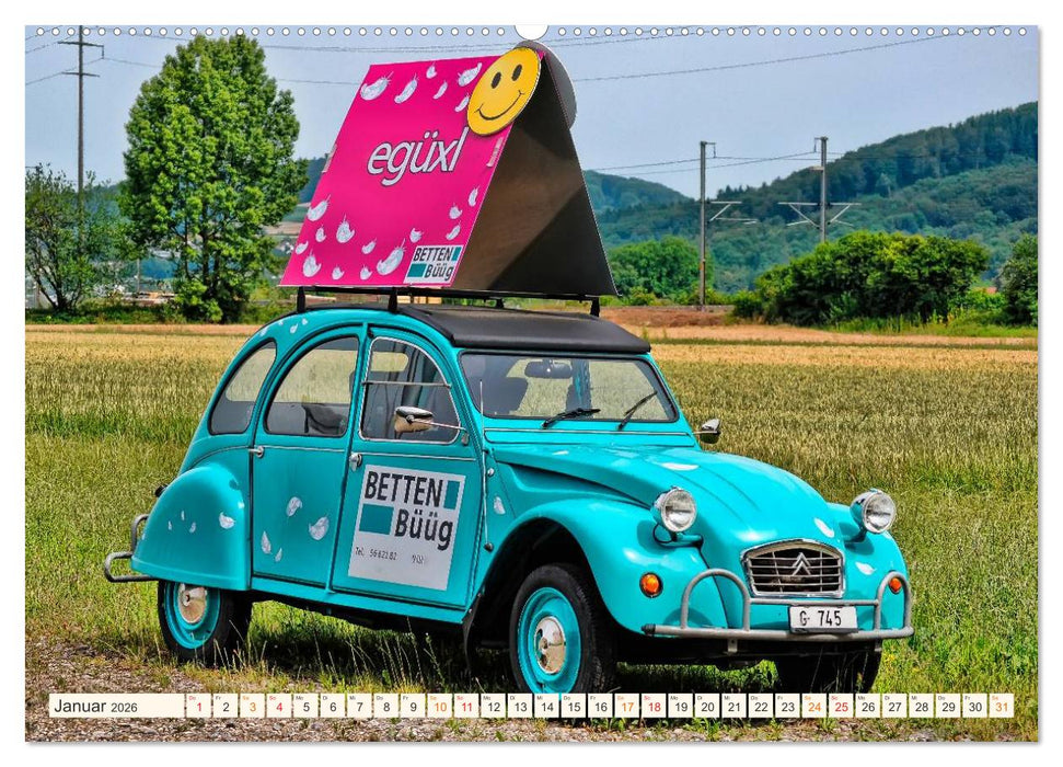 Citroën 2CV - geliebte Ente (CALVENDO Premium Wandkalender 2026)