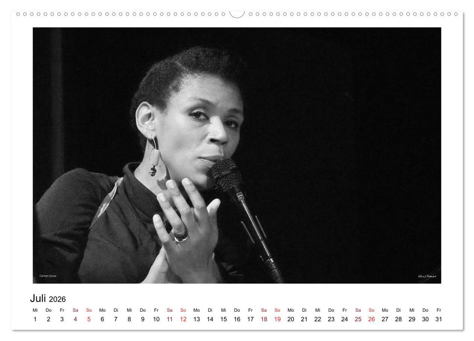 Internationale Meister des Jazz in Schwarzweiß (CALVENDO Premium Wandkalender 2026)