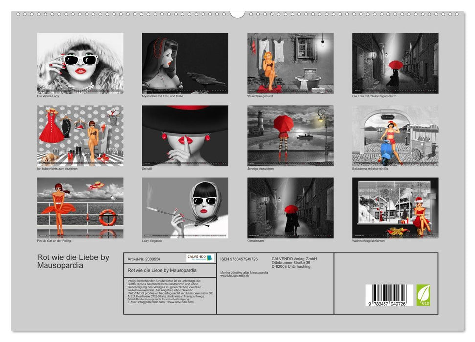 Rot wie die Liebe by Mausopardia (CALVENDO Premium Wandkalender 2026)
