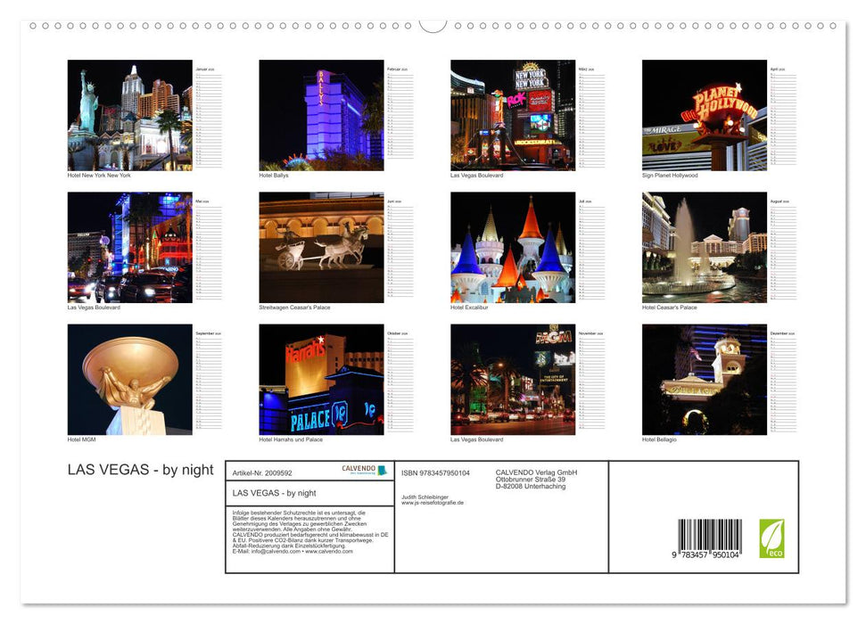 LAS VEGAS - by night (CALVENDO Premium Wandkalender 2026)