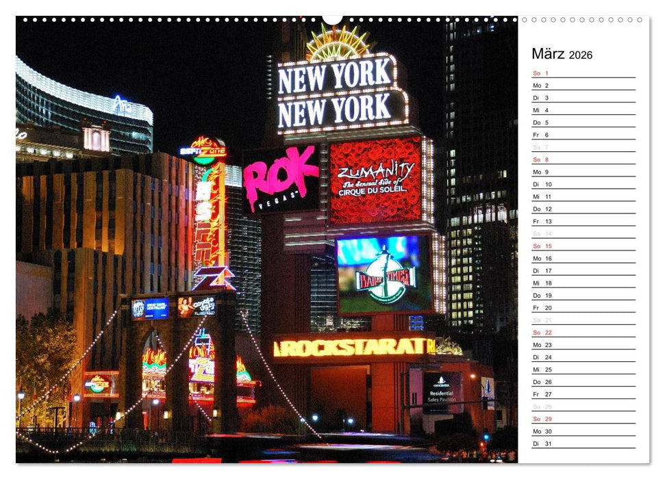 LAS VEGAS - by night (CALVENDO Premium Wandkalender 2026)