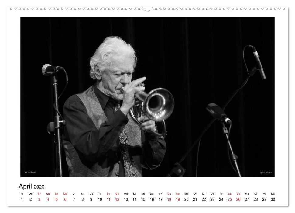 Internationale Meister des Jazz in Schwarzweiß (CALVENDO Wandkalender 2026)