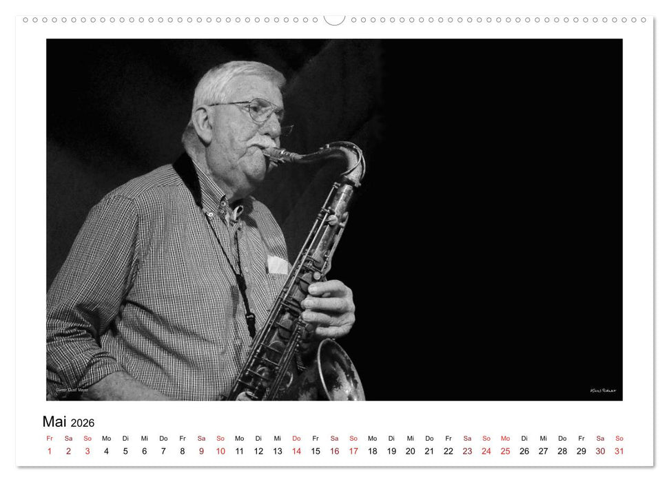 Internationale Meister des Jazz in Schwarzweiß (CALVENDO Wandkalender 2026)