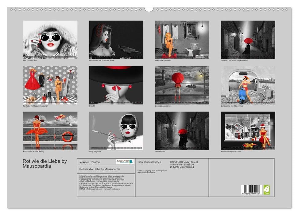 Rot wie die Liebe by Mausopardia (CALVENDO Wandkalender 2026)