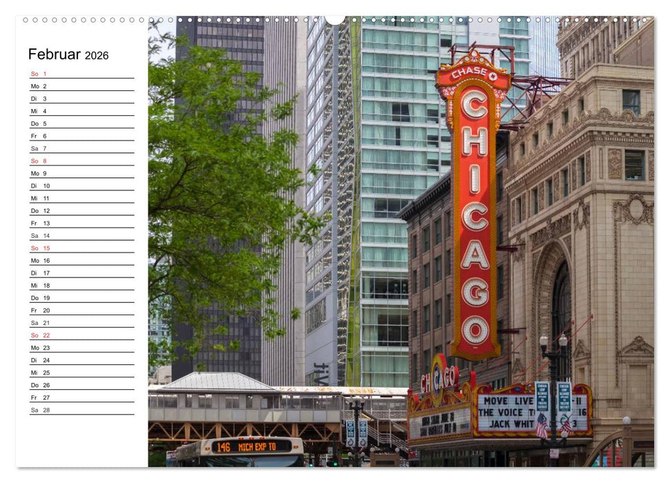 CHICAGO Stadtzentrum (CALVENDO Premium Wandkalender 2026)