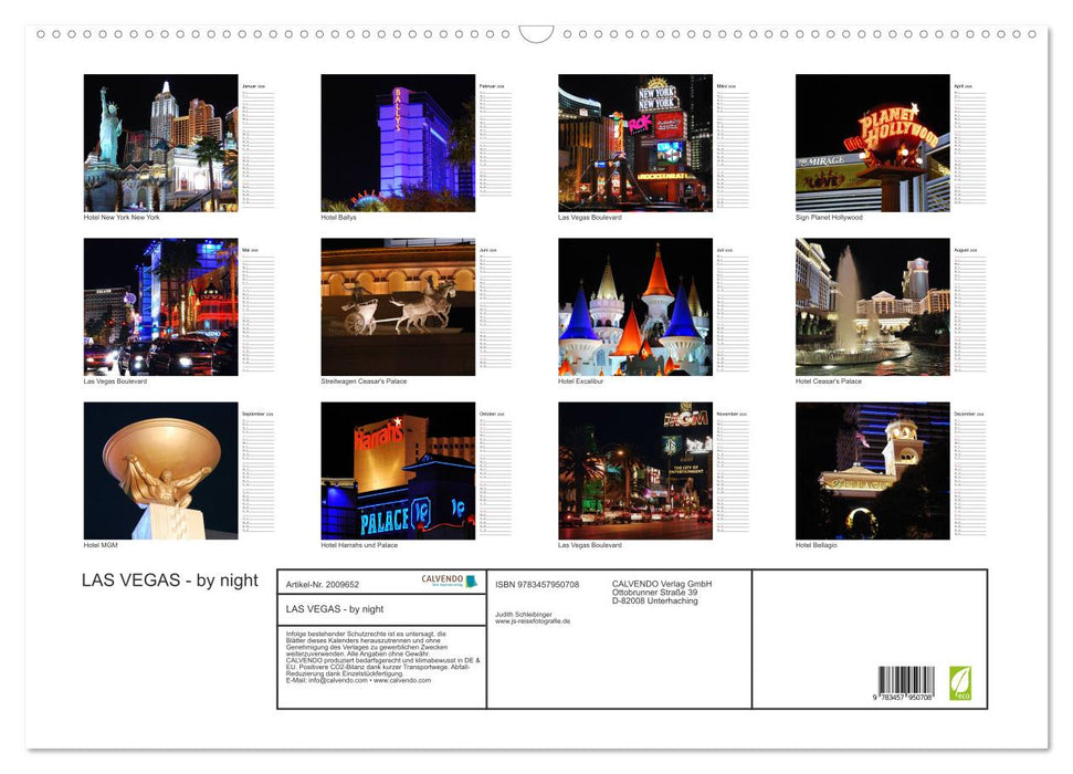 LAS VEGAS - by night (CALVENDO Wandkalender 2026)