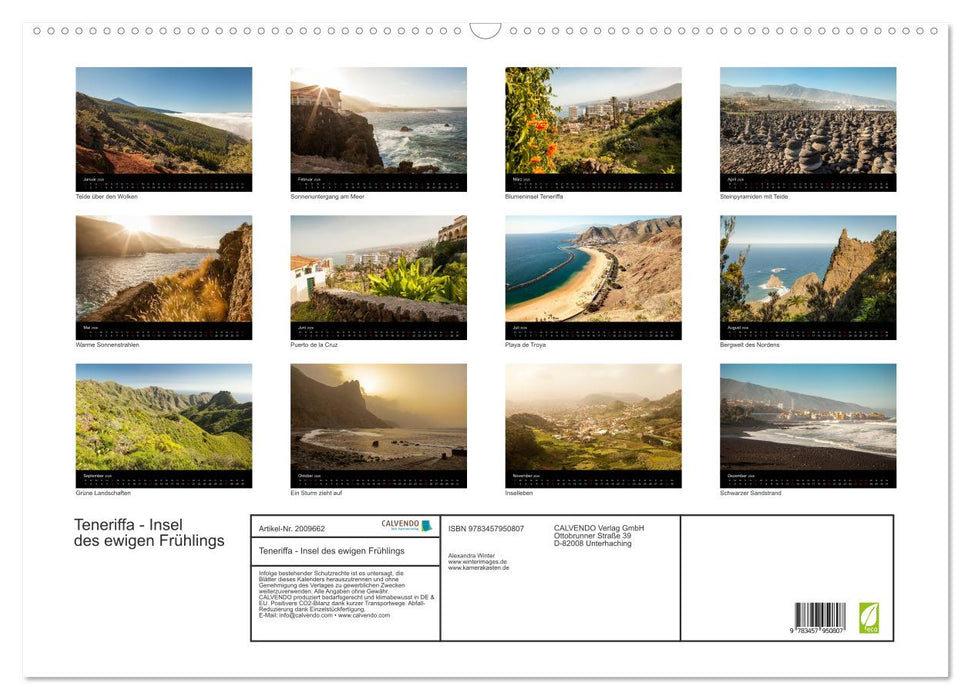 Teneriffa - Insel des ewigen Frühlings (CALVENDO Wandkalender 2026)
