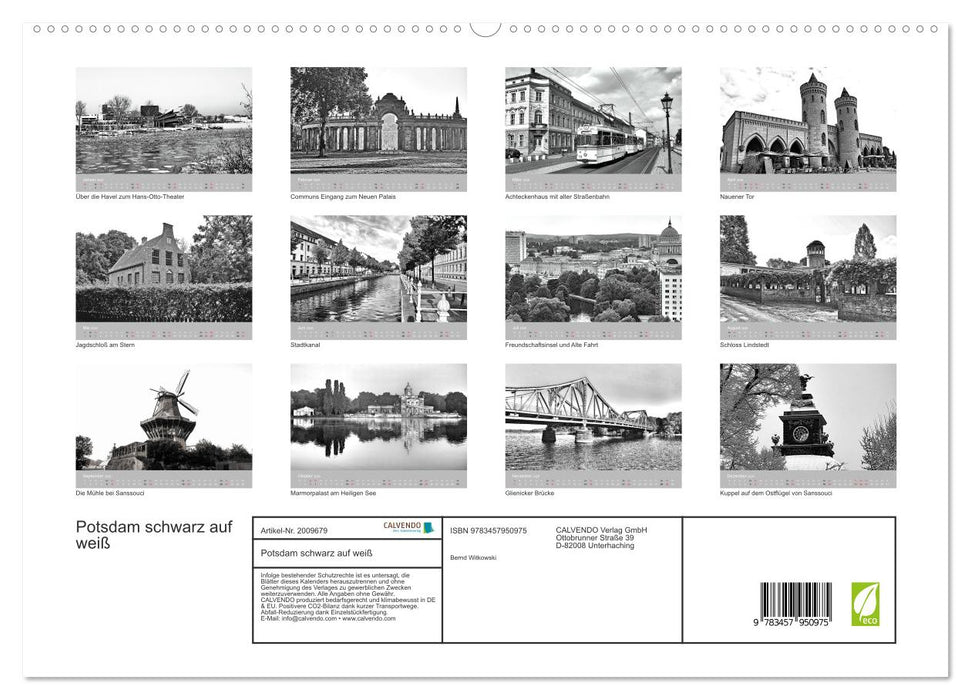 Potsdam schwarz auf weiß (CALVENDO Premium Wandkalender 2026)