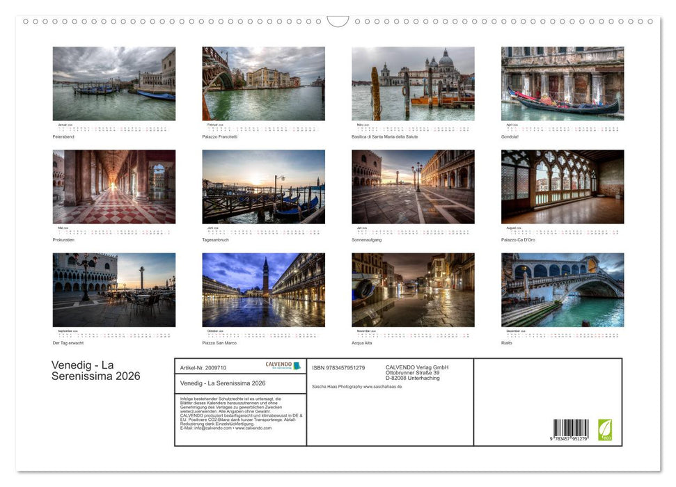 Venedig - La Serenissima 2026 (CALVENDO Wandkalender 2026)