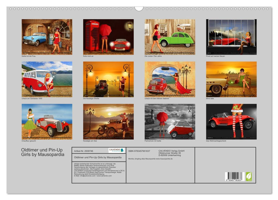 Oldtimer und Pin-Up Girls by Mausopardia (CALVENDO Wandkalender 2026)