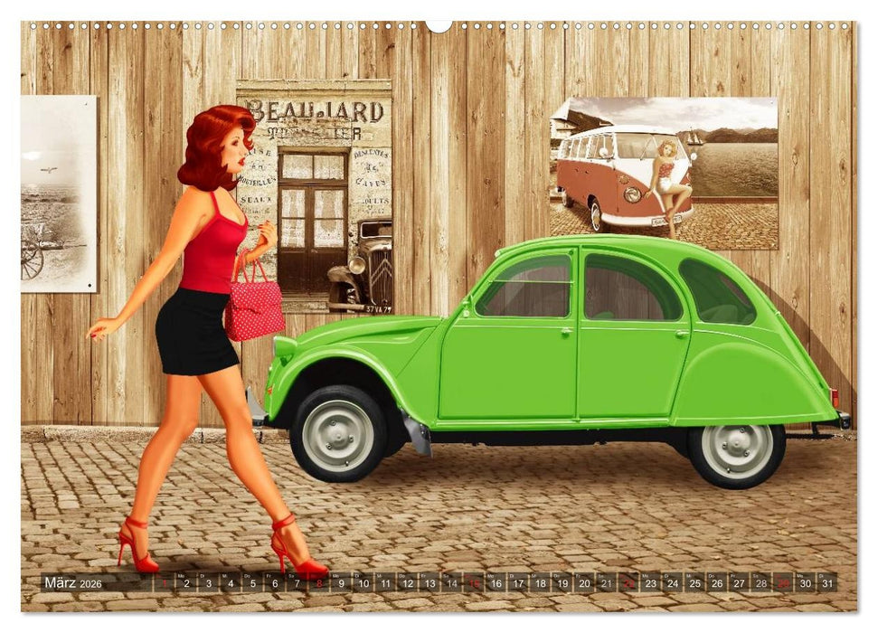 Oldtimer und Pin-Up Girls by Mausopardia (CALVENDO Wandkalender 2026)