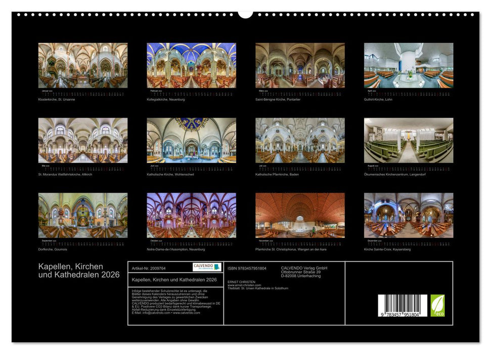 Kapellen, Kirchen und Kathedralen 2026 (CALVENDO Premium Wandkalender 2026)