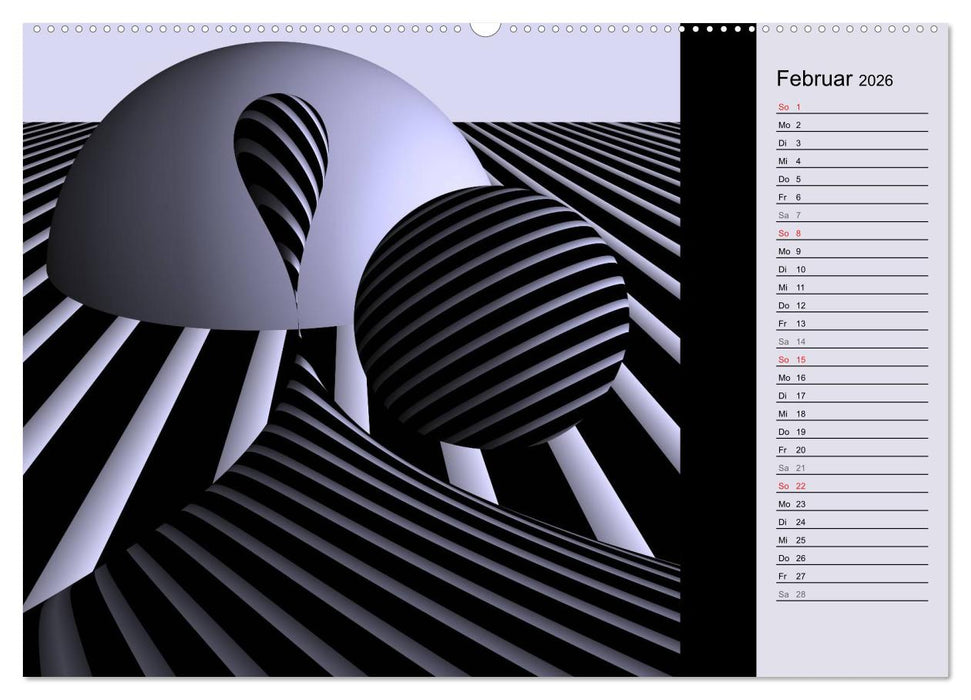 3 Dimensionen - 2 Farben (CALVENDO Premium Wandkalender 2026)