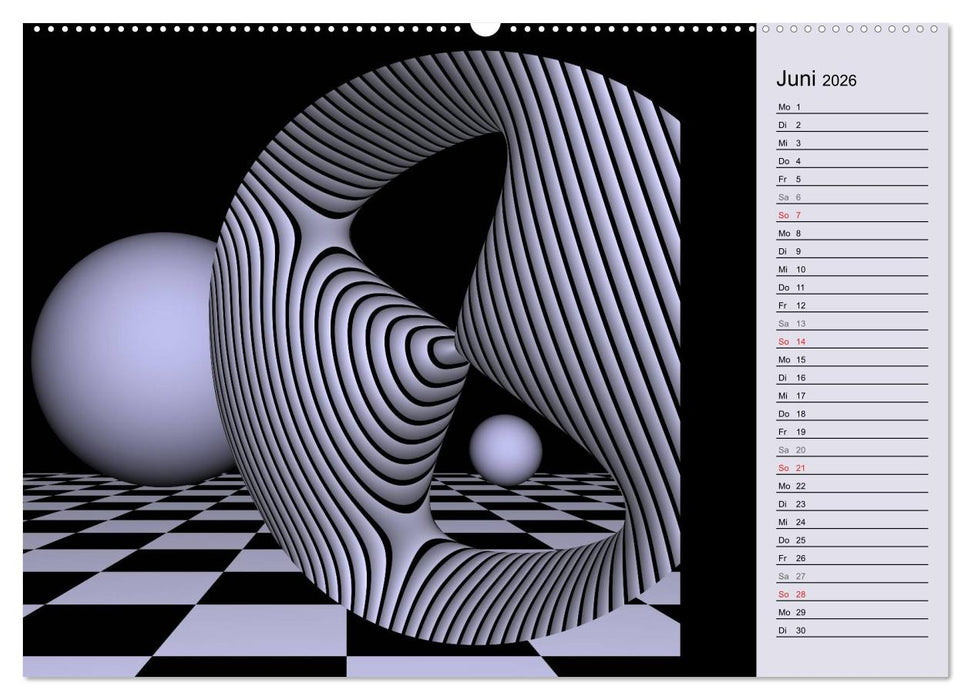 3 Dimensionen - 2 Farben (CALVENDO Premium Wandkalender 2026)