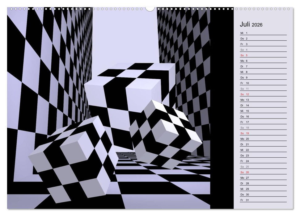 3 Dimensionen - 2 Farben (CALVENDO Premium Wandkalender 2026)