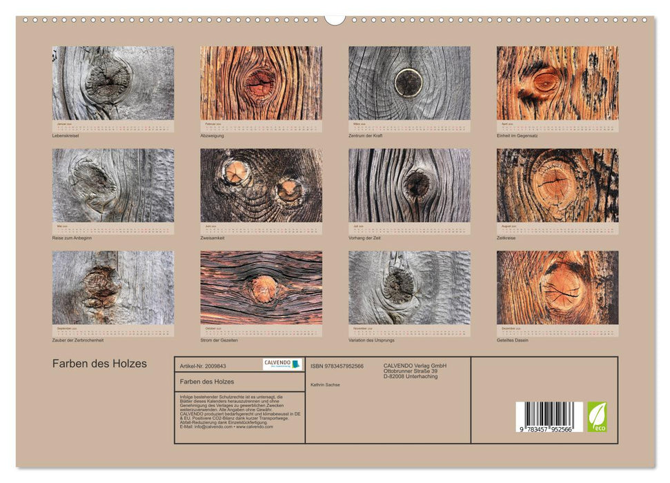 Farben des Holzes (CALVENDO Premium Wandkalender 2026)