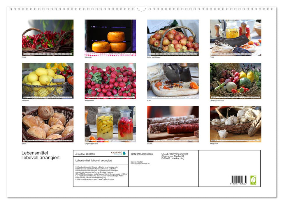 Lebensmittel liebevoll arrangiert (CALVENDO Wandkalender 2026)