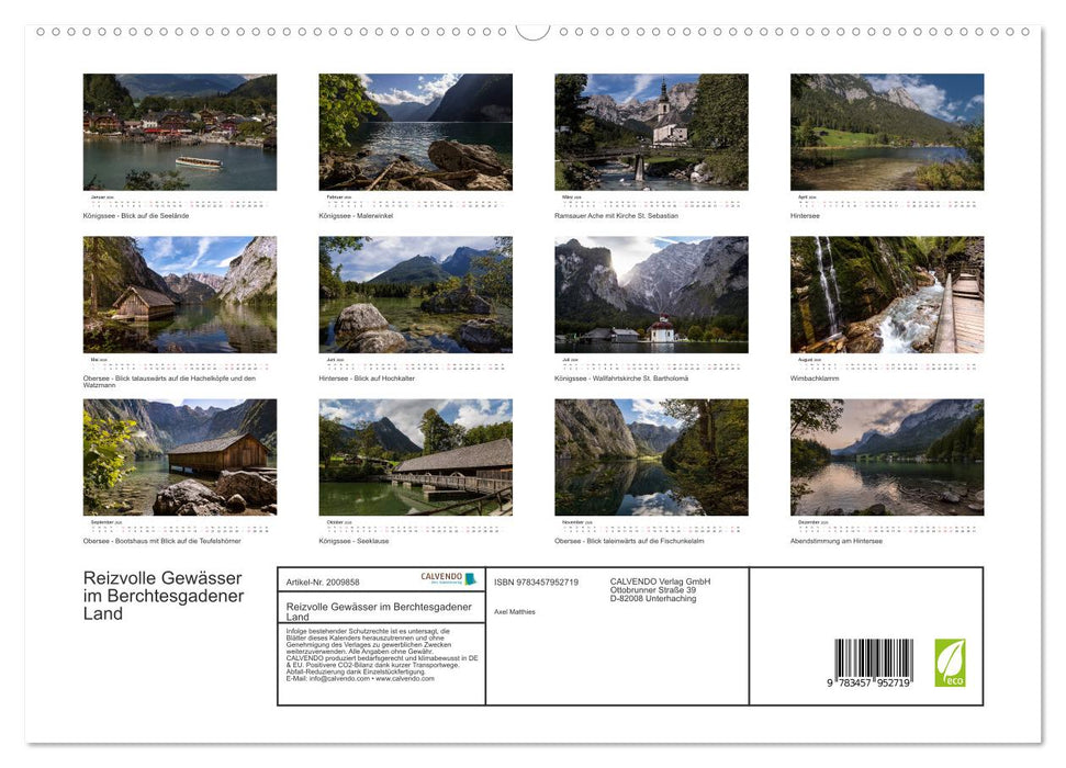 Reizvolle Gewässer im Berchtesgadener Land (CALVENDO Premium Wandkalender 2026)